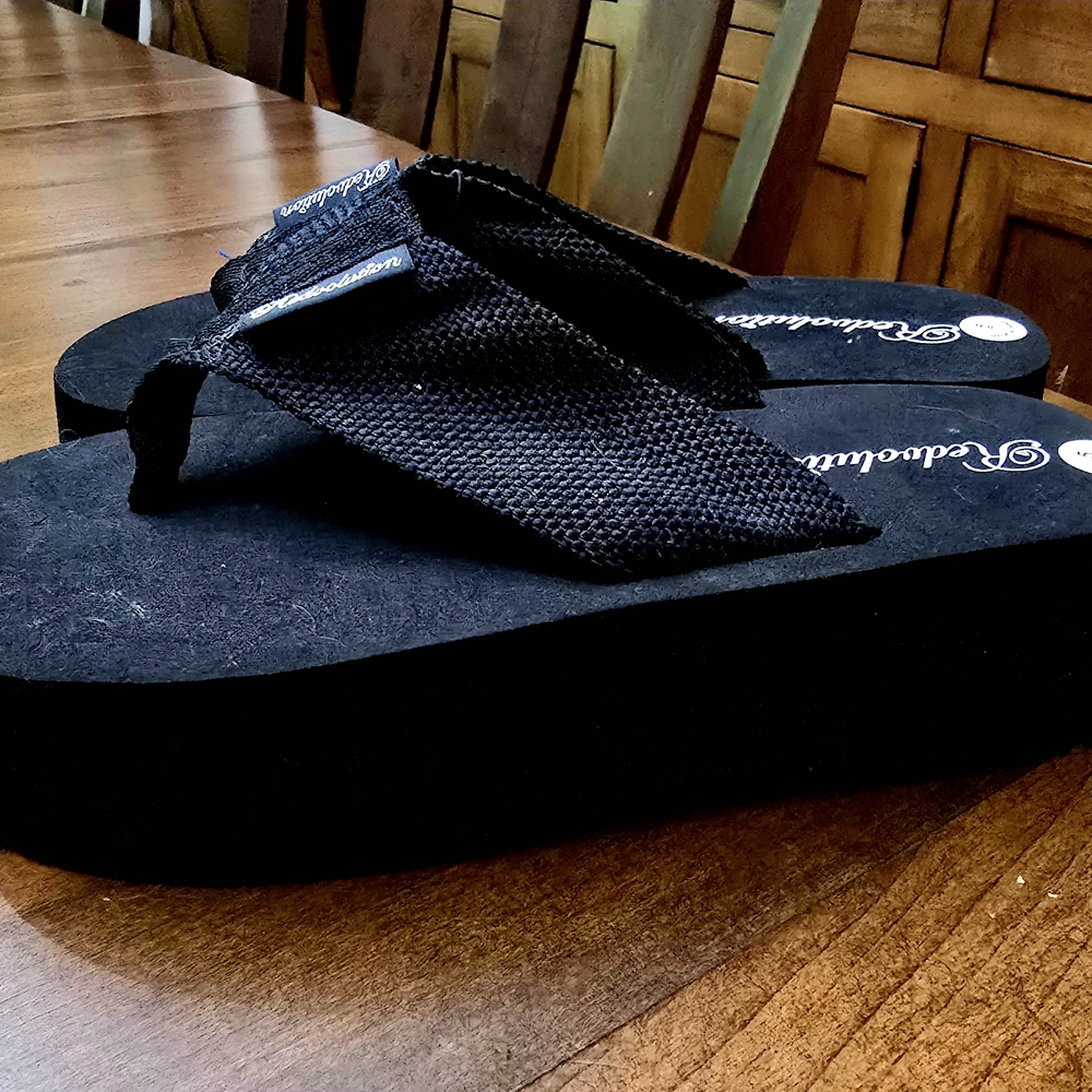 Summer Black Wedge Heel Flip Flops